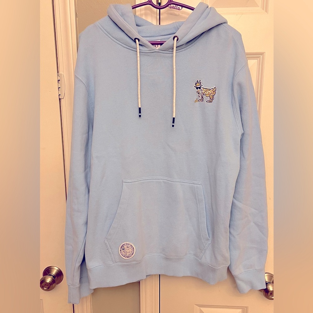 Men’s Goat USA Light Blue Hoodie. Size Medium
